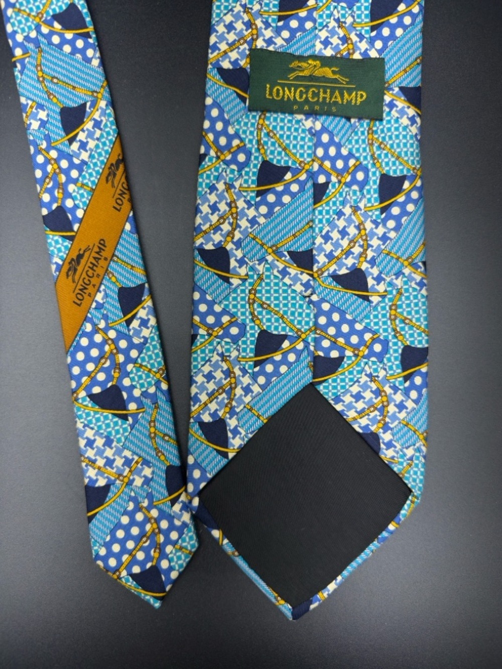 Longchamp Paris Abstract 
Equestrian Horse Silk Necktie - Picture 6 of 6